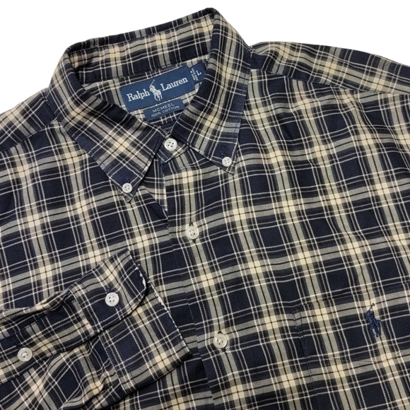 Ralph Lauren McMeel Navy & Tan Plaid Button-Down Shirt L - Picture 6 of 6